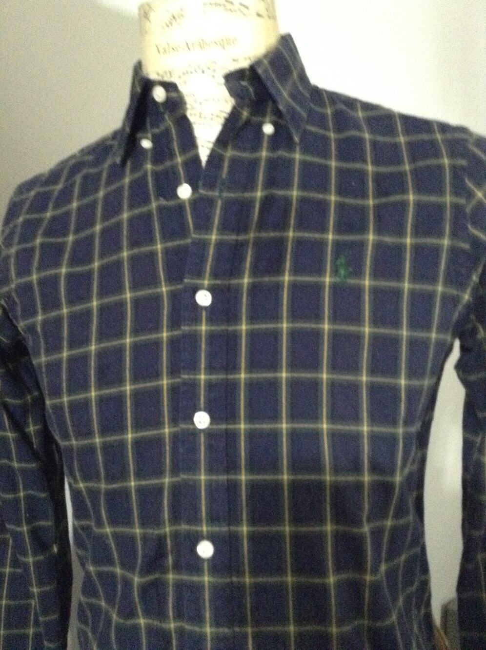 Ralph Lauren Shirt Mens Small Blue Yellow Plaid Flannel Button Down Long Sleeve